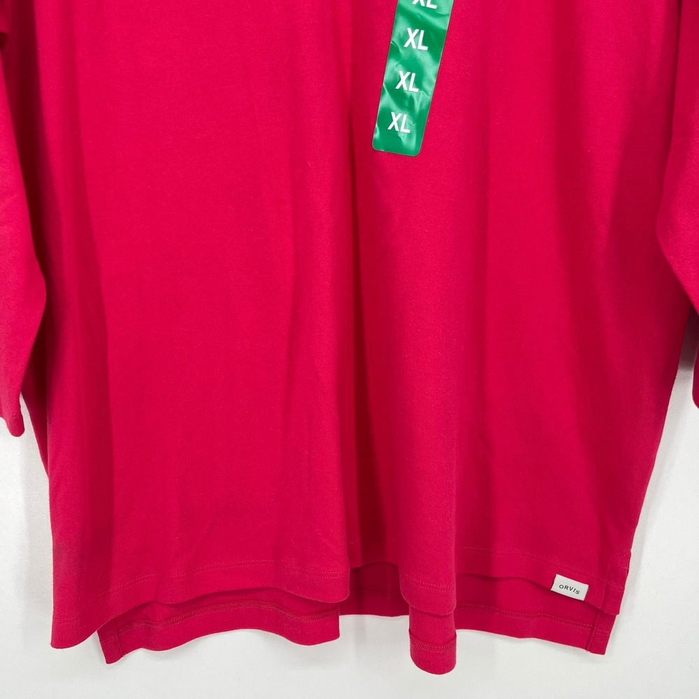 Orvis Classic Collection Women XL Red 3/4 Sleeve Notch Neck Knit Top 1753862 NEW - Picture 9 of 13